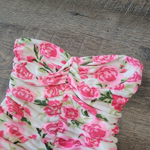 ZARA | Ruched Floral Strapless Bustier Bodysuit | Sz. XS - Picture 5 of 8